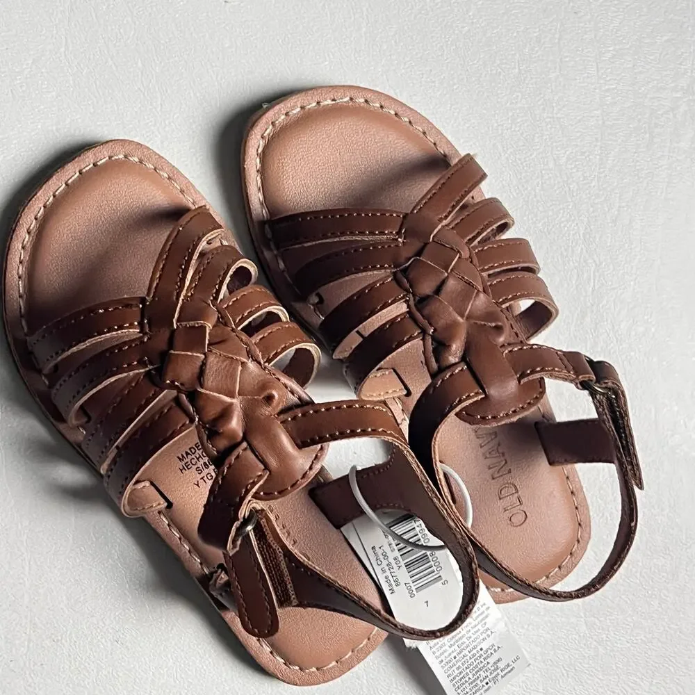 Old Navy Toddler Girl Braided Brown Strappy Sandals Sz 7